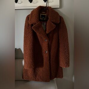Sam Edelman Faux Fur Teddy Coat in Cognac Size S